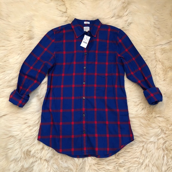 J. Crew Tops - NWT J.Crew red and blue checkered button up shirt
